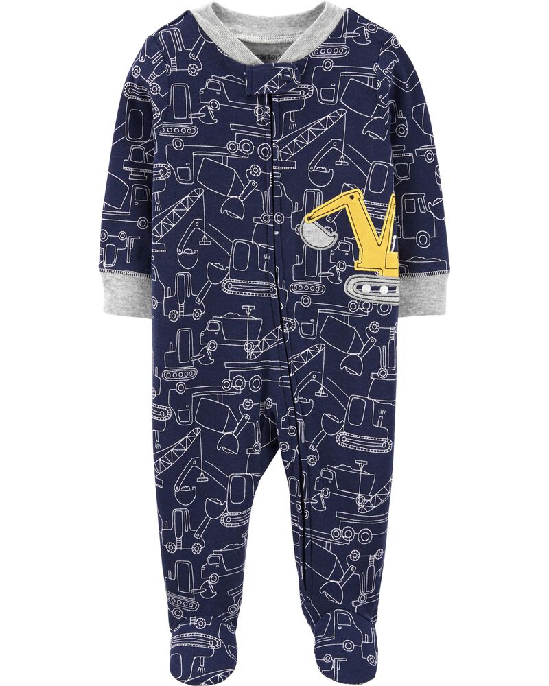 4T, Green and Navy Carters Baby Boys Cotton Zip-Up Sleep N Play